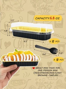 50pcs Mini Loaf Pans With Lids And Fork Spoons Rectangle Individual Cake Pans Aluminum Foil Pans For Large Gatherings Picnics Vacations Parties