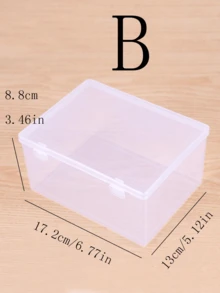 1 件套透明按扣盖收纳盒 | 小号、中号、大号 | 便携式发饰及办公用品收纳盒 | 防尘且节省空间 - 無色 - 查看 8