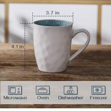 Coffee Mugs, Stoneware Coffee Mugs Set Of 6, 16 Oz Ceramic Coffee Cups With Large Handles For Men Women, Porcelain Big Mug For Tea Latte, Housewarming Wedding Gifts - White - View 4