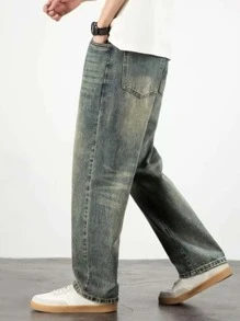 Jeans effet vintage lavé pour garçons adolescents, pantalons longs décontractés en multi-artisanat pour garçons, pantalons droits à la mode pour adolescents garçons au printemps et en automne