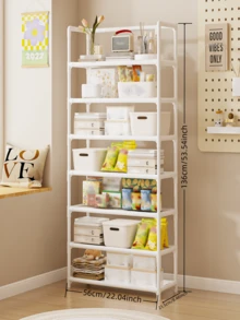 1pc 3-7 Tier Shelf, Home Standing Bookshelf, Multi-Function Iron Rack, Kids Bookcase, Living Room Storage