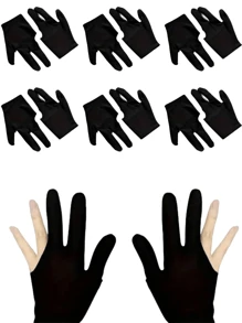 5 Piezas Guantes de billar abiertos de 3 dedos, guantes antideslizantes para snooker y billar, accesorios deportivos transpirables para el billar y fitness