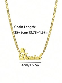 1pc Personalized Children Boys And Girls Simple DIY Name Customized Stainless Steel Necklace, Punk Style Double Layer Welded Name Pendant Necklace, Unisex Stainless Steel 5mm Chain Necklace, Gifts For Valentine's Day, Mother's Day,Multi-Functional,Ornamental,Letter,Engraved,Tidy,Colorful,Cute,Kawaii,Adorable,Casual,Custom,Personalised,Unique,Customized,Baby Gifts,Ideal Gifts For Him,Ideal Gifts For Her,Son,Daughter