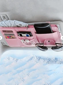 1pc Car Sun Visor Storage Bag, Leather Zippered Organizer Pouch, Multi-Function Card Holder, Suitable For Men And Women