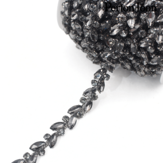 Perlon Joon 1 Yard Leaves Clean Glass Crystal Chain Rhinestone Trim Plat Silver Crystal Chain Decoration Wedding Dress Accessories