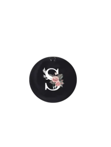 Specchio rotondo nero alla moda con iniziali floreali - Accessori da viaggio di design, specchietto mini scorrevole comodo, in materiale plastico, resistente all'usura e durevole, leggero, specchio da tasca, specchio per il trucco mini, nuovo design, adatto per uomini e donne, coppie, per uso quotidiano, appuntamenti, compleanni, festival, ritorno a scuola, estate, vacanze, spiaggia, pendolarismo, regalo di compleanno, regalo per le vacanze, regalo pensieroso per la festa della mamma, regalo pratico