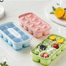 Stackable Silicone Ice Tray With Cover-Easy To Demould 8-Cell Ice Mold Set, LFGB Certified, Spill-Proof For Cocktails, Safe To Freeze. Ice Cube Tray Ice Cube Ice Cube Squishy Ice Cube Mold Ice Cube Mould