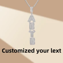 Customized Hip-Hop Necklace Rock Sugar Square Zirconium English Letter Pendant - Silver - View 1