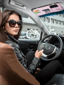 1pc Car Sun Visor Storage Bag, Leather Zippered Organizer Pouch, Multi-Function Card Holder, Suitable For Men And Women