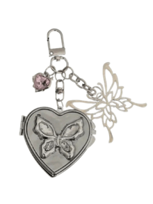 Heart-Shaped Bow Decor Mirror Keychain, Vintage Y2K Cute Versatile Bag Charm, Bag Accessory Keychain, Small Gift For Women On Birthday, Valentine's Day, Mother's Day, Couple Bag Decor, Suitable For Teenage Girls, Women, College Students, Beginners - Silver - View 12