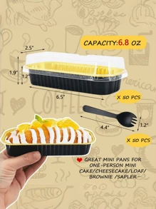 50pcs Mini Loaf Pans With Lids And Fork Spoons Rectangle Individual Cake Pans Aluminum Foil Pans For Large Gatherings Picnics Vacations Parties