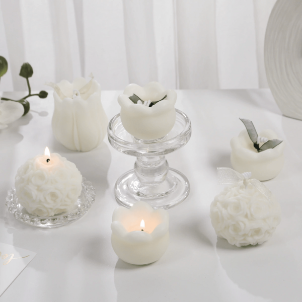 1 pieza Vela perfumada con forma de flor creativa para bodas, citas, confesiones, temporada de graduación, Día de la Madre, decoración navideña, suministros para fiestas