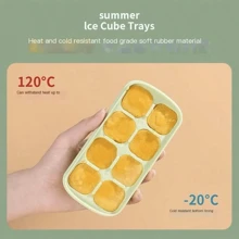 Stackable Silicone Ice Tray With Cover-Easy To Demould 8-Cell Ice Mold Set, LFGB Certified, Spill-Proof For Cocktails, Safe To Freeze. Ice Cube Tray Ice Cube Ice Cube Squishy Ice Cube Mold Ice Cube Mould