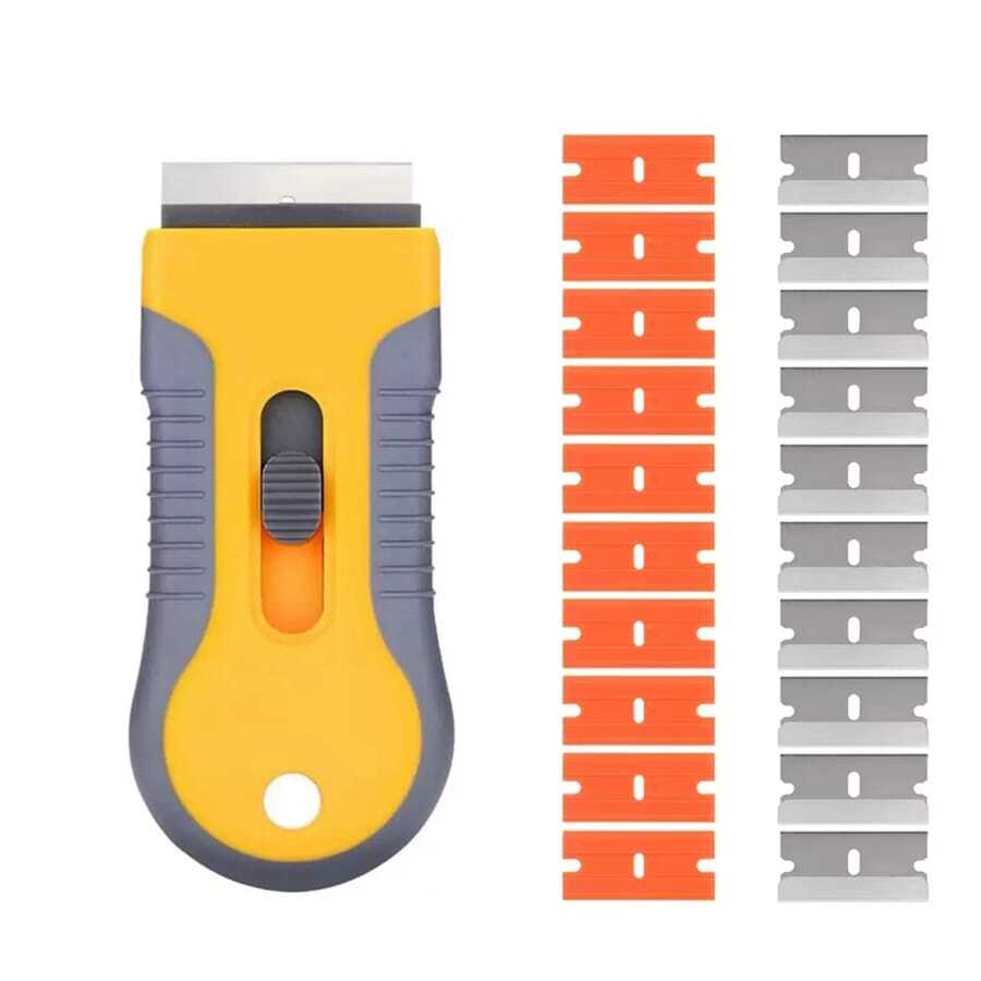 1 Set Of Scraper Blades, Glass Scraper Scraper Tools, 10PCS Steel And 10PCS Plastic Extra Blades, For Removing Stickers, Paper, Food Residues, Paint, Glue From Ovens, Windows