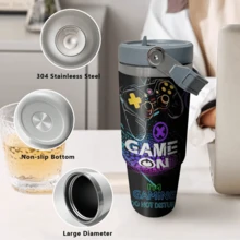 1 件 30 盎司不锈钢玻璃杯，游戏图案水杯，咖啡杯，平底水杯，送给家人、朋友的礼物，游戏爱好者的水杯 - 彩色 - 查看 5