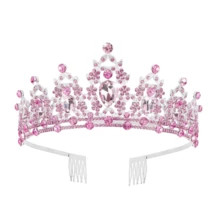 2 件套生日绶带丝带这是我的生日皇冠头饰水钻生日头饰生日绶带带别针生日快乐皇冠和绶带丝带用于生日派对舞会装饰新娘头饰