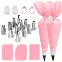 21 件不锈钢蛋糕装饰用品套件 - 糖霜裱花嘴、糕点袋、转换器和刮刀 - 适用于圣诞节、万圣节、感恩节的多功能烘焙工具 - 烘焙工具 - 查看 9
