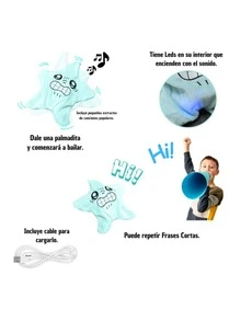 Peluches de estrellas eléctricas y cinco estrellas que se mueven y se iluminan con música. Los divertidos muñecos te brindan alegría ilimitada. (1 Pieza) - Celeste - Ver 7