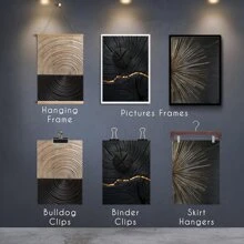 Juego de 3 obras de arte de pared sin marco modernas de árbol de anillos en espiral de color negro, dorado y marrón con textura, pósteres de lienzo natural, pintura artística como regalo, cuadros para decoración de sala de estar, dormitorio, comedor, pasillo, hogar y dormitorio