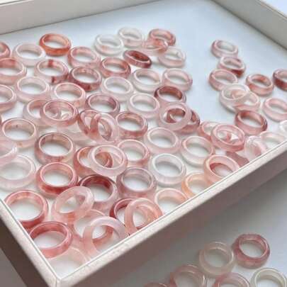 1 Pezzo Anello in Gemma di Quarzo Rosa Naturale alla Pesca, Anello di Moda di Alta Gamma, Fortuna, Anello di Cristallo Rosa per Uomo e Donna, Anello di Fidanzamento, Regalo Familiare, Regalo per Natale e Varie Feste, Regalo di Cristallo (Scatola Regalo Casuale)