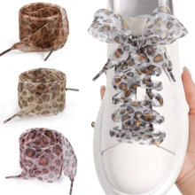 1 Pair/2pcs 1in/1.6in Wide 47.2in Long Leopard Print Shoelaces, Suitable For Sneakers, Boots And Various Clothing DIY Decoration