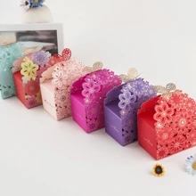 Hollow Flower Wedding Candy Box, Wedding Decorations, Wedding Supplies, Gift Bags, Wedding Candy Box, High-End Wedding Candy Box, Small Gift Packaging Box, Pink, Red, Purple, Blue