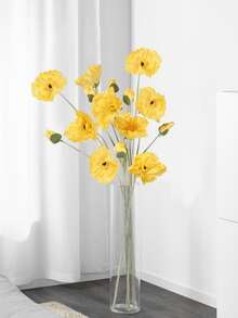 1/2/3支仿真罂粟花，长度105厘米，栩栩如生，简约现代风格，可弯曲且不褪色 - 适用于DIY花墙、场景装饰、客厅/卧室花瓶插花、婚礼、派对等场合 - 黃色 - 查看 4