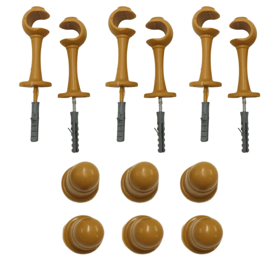 Kit With 6 Simple Curtain Rod Supports Pair With 19mm End - CHERRY - View 1