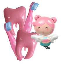 5pcs/Set Toothbrush & Tooth Balloon Set, Includes Foil Balloon, Tooth & Toothbrush Foil Balloons, Suitable For Birthday, Shower, Christening Decorations - Multicolor - View 12