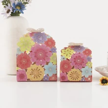 Hollow Flower Wedding Candy Box, Wedding Decorations, Wedding Supplies, Gift Bags, Wedding Candy Box, High-End Wedding Candy Box, Small Gift Packaging Box, Pink, Red, Purple, Blue