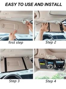 1pc Car Sun Visor Storage Bag, Leather Zippered Organizer Pouch, Multi-Function Card Holder, Suitable For Men And Women