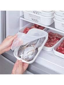 Caja de almacenamiento de carne congelada: tu indispensable compañero semanal para la preparación de comidas. Equipada con compartimentos amigables con el refrigerador, ideal para congelar carne y mantener frescas las verduras. - Transparente - Ver 2