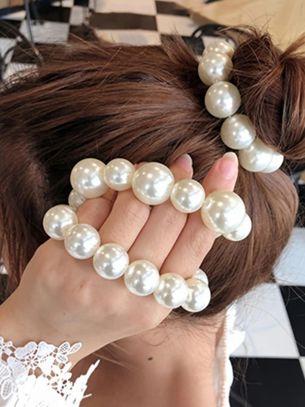 1 Peça Scrunchie de Cabelo com Pérola, Elástico de Cabelo Versátil Estilo Balé, Porta-Rabos de Cabelo, Elásticos de Cabelo, Bandas de Borracha para Cabelo, Scrunchies, Corda de Cabelo, Elástico de Cabelo