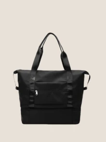 Fashionable Weekend Travel Duffel Bag, Sports Gym Fitness Bag With Wet & Dry Compartments, Shoe Compartment, Lightweight Foldable Waterproof Weekender Bag, Suit For Camping, Swimming, Beach, Dance, Yoga Graduation - Black - View 5