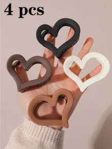 4 件/套纯色简约多功能发夹，时尚发饰，防滑夹，适合日常、休闲、派对、通勤、度假、马尾辫、发髻、洗脸、化妆、服装搭配家居浴室装饰秋季装饰返校