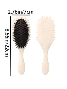 这款梳子由尼龙和荞麦秆制成，是完美的情人节礼物。它具有按摩功能，干湿发均可使用，轻松梳理头发，令秀发顺滑不打结。小巧便携，易于携带。