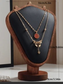 1pc Minimalist Wooden Necklace Display Holder, 3D Stand Jewelry Storage Organizer, Elegant & Practical Home Decor Summer Storage Organizer Gift,Room Decor - Multicolor - View 14