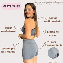 CONJUNTO ACADEMIA FITNESS FEMININO SHORTS MEIA COXA COM TOP BLACKOUT