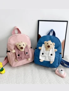Customizable Personalized Backpack With Name Or Holiday Greetings. Customize Your Own Cute Mini Cartoon Teddy Bear Backpack, Can Write Name, Letters, Lucky Numbers, Perfect For Daily School, Dance Class, Travel, Birthday Gift For Friends And Daughters - Bear Backpack - View 3