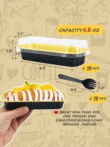 50pcs Mini Loaf Pans With Lids And Fork Spoons Rectangle Individual Cake Pans Aluminum Foil Pans For Large Gatherings Picnics Vacations Parties