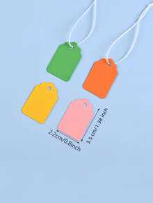 100pcs White Rectangular Jewelry Price Tags, Merchandise Price Labels, Apparel Garment Tags, With Hook For Jewelry Gifts - White - View 5