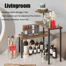 Corner Shelf Countertop Organizer 3 Tier Kitchen Corner Shelves Adjustable Spice Storage Rack For Bathroom Coffee Area Over Sink (Black) - Multicolor - View 3