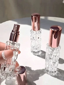 4 pezzi - 10/15ml Bottiglia da viaggio portatile per profumo, contenitore cosmetico ricaricabile trasparente con tappo artistico, perfetto per tonico, soluzione di bellezza portatile, accessori da viaggio ideali, articoli essenziali per le vacanze, piccolo profumo da donna e uomo, ideale per spiaggia