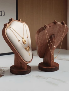 1pc Minimalist Wooden Necklace Display Holder, 3D Stand Jewelry Storage Organizer, Elegant & Practical Home Decor Summer Storage Organizer Gift,Room Decor - Multicolor - View 4