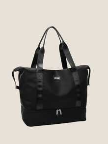 Fashionable Weekend Travel Duffel Bag, Sports Gym Fitness Bag With Wet & Dry Compartments, Shoe Compartment, Lightweight Foldable Waterproof Weekender Bag, Suit For Camping, Swimming, Beach, Dance, Yoga Graduation - Black - View 4