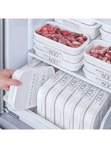 Caja de almacenamiento de carne congelada: tu indispensable compañero semanal para la preparación de comidas. Equipada con compartimentos amigables con el refrigerador, ideal para congelar carne y mantener frescas las verduras. - Transparente - Ver 6