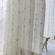 1pc Japanese Sweet Fruit Candy Jacquard Sheer Curtain, Breathable Mesh, Linen-Like Texture, Natural Lighting Filtration, Rod Pocket Top, Easy Hanging, Refresh Home For Spring/Summer, Suitable For Bedroom, Living Room, Dining Room, Office, 110gsm