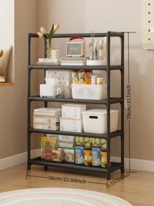 1pc 3-7 Tier Shelf, Home Standing Bookshelf, Multi-Function Iron Rack, Kids Bookcase, Living Room Storage