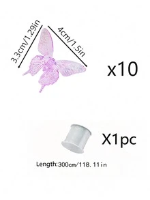 11 件/套水晶蝴蝶挂饰，粉色/紫色背景色，DIY 蝴蝶装饰用于房间装饰生日装饰派对装饰背景婚礼装饰 - 彩色 - 查看 11