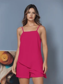LXC Unique Style Women's Set, Elegant Women's Blouse Top With Shorts, New Women's Summer Suit - 西瓜粉 - 查看 2